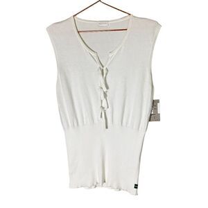 NWT AUTH Valentino White Knit Tie Front Top 38/ Medium